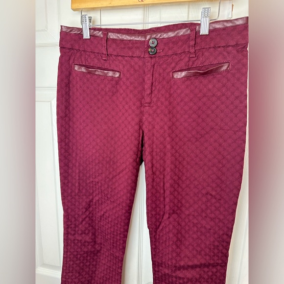 Anthro CARTONNIER Charlie Ankle Pants Burgundy Maroon Red Wine Textured Leather - Picture 3 of 12